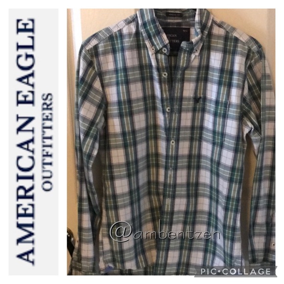 American Eagle Plaid button down s/p - Picture 2 of 4